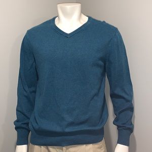 ST.John’s Bay V Neck Dark Blue Green Long Sleeve Sweater